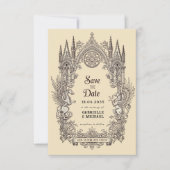 Medieval Gothic Dragon Griffin old paper セーブザデート (正面)