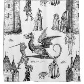 medieval gothic dragon knight skeleton toile シャワーカーテン (正面)