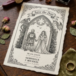 Medieval Gothic Knight Bride Groom Save The Date セーブザデート