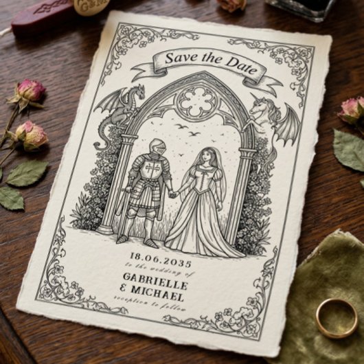 Medieval Gothic Knight Bride Groom Save The Date セーブザデート