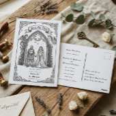 Medieval Gothic Knight Bride Groom Save The Date ポストカード