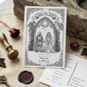 Medieval Gothic Knight Bride Groom Save The Date ポストカード