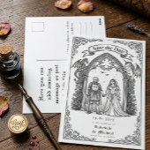Medieval Gothic Knight Bride Groom Save The Date ポストカード