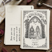 Medieval Gothic Knight Bride Groom Save The Date ポストカード