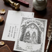 Medieval Gothic Knight Bride Groom Save The Date ポストカード