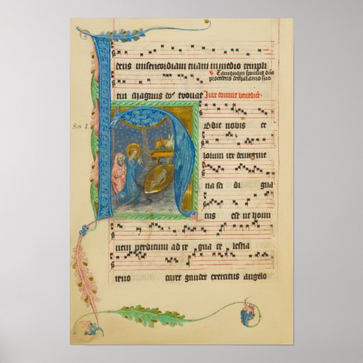 Medieval Gregorian Chant Christmas Manuscript ポスター (正面)