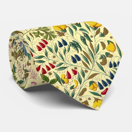 Medieval Illuminated Manuscript Floral Pattern ネクタイ (ロール)