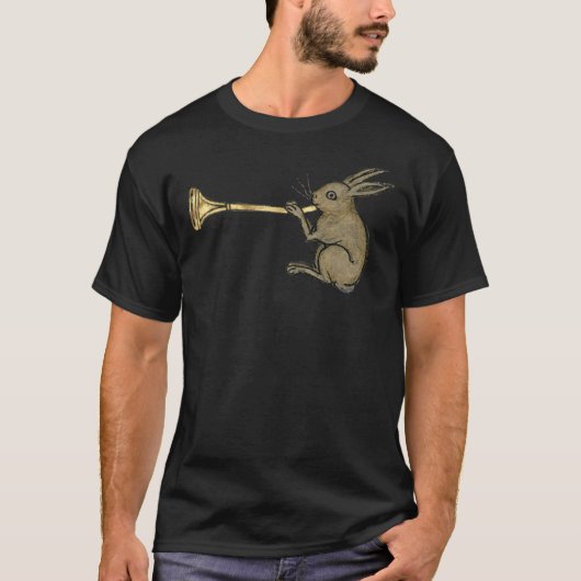 Medieval Illuminated Manuscript Trumpeting Rabbit Tシャツ (正面)
