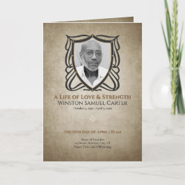 Medieval‑Inspired Shield 5 Photo Collage Funeral 招待状