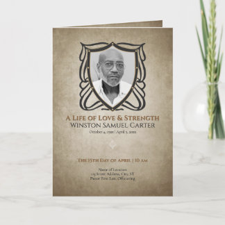 Medieval‑Inspired Shield 5 Photo Collage Funeral 招待状