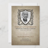 Medieval‑Inspired Shield 5 Photo Collage Memorial 招待状 (正面)