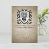 Medieval‑Inspired Shield 5 Photo Collage Memorial 招待状 (スタンド正面)