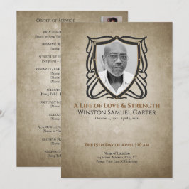 Medieval‑Inspired Shield 5 Photo Collage Memorial 招待状