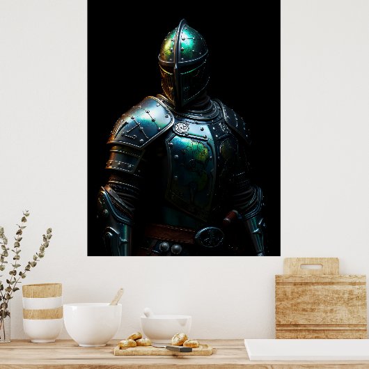 Medieval Knight Armor, Abstract Colors ポスター (キッチン)