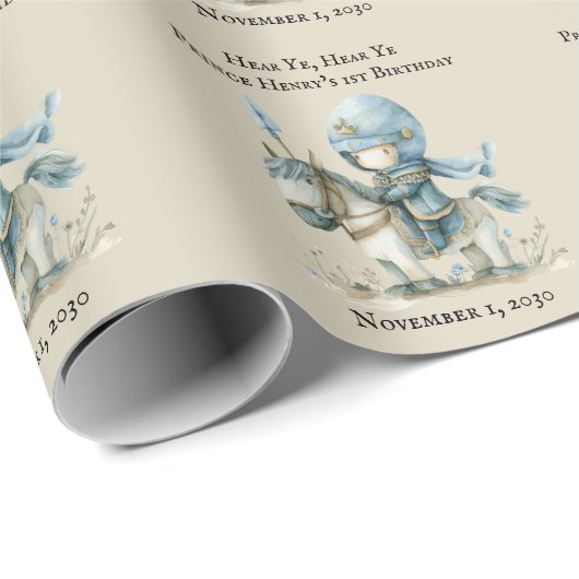 Medieval Knight Boy’s 1st Birthday ラッピングペーパー (ロールコーナー)