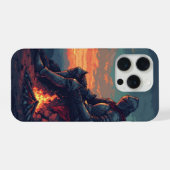 Medieval Knight by the Campfire – Fantasy iPhone 1 iPhoneケース (裏面横)