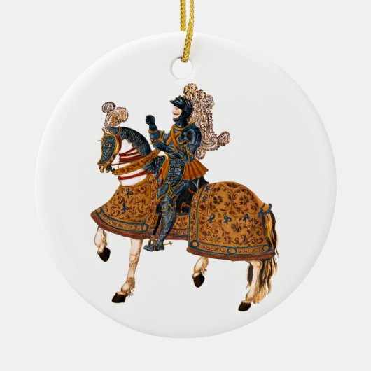 Medieval Knight in Armor on horse back セラミックオーナメント (正面)
