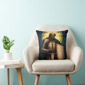 Medieval Knight Stained Glass Art Throw Pillow クッション (椅子)