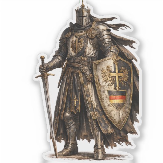 Medieval Knight Warrior Glossy Clear Fantasy .. シール (正面)
