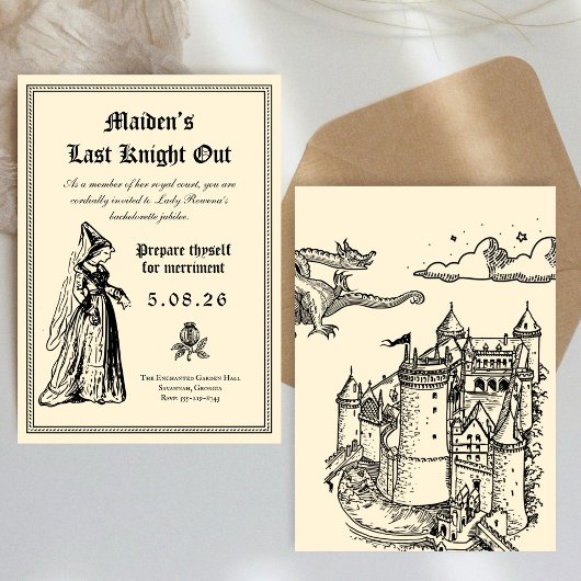 Medieval “Last Knight Out” Bachelorette 招待状