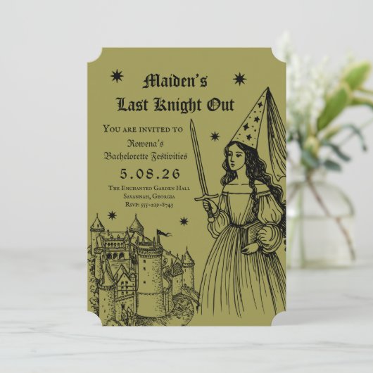 Medieval “Last Knight Out” Bachelorette 招待状 (スタンド正面)
