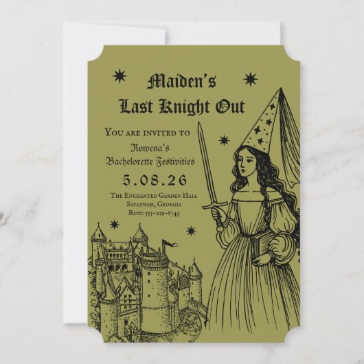 Medieval “Last Knight Out” Bachelorette 招待状 (正面)