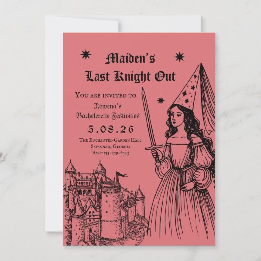 Medieval “Last Knight Out” Bachelorette 招待状 (正面)