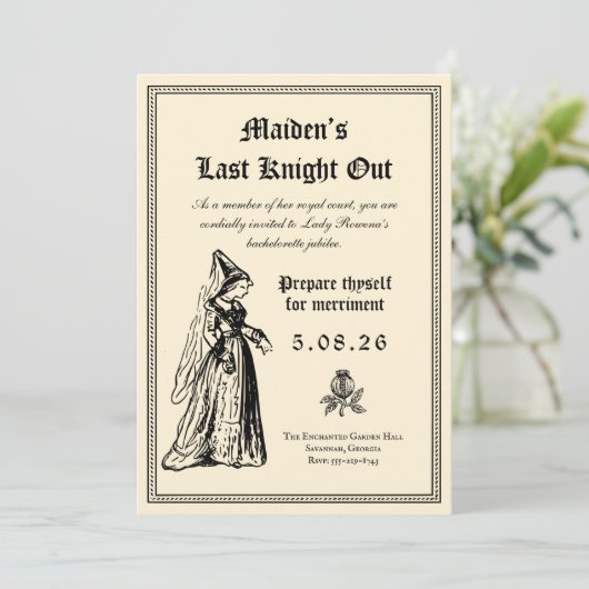 Medieval “Last Knight Out” Bachelorette 招待状 (スタンド正面)