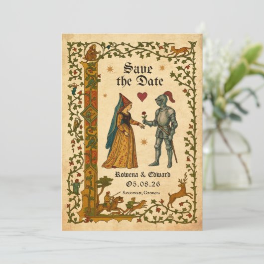 Medieval Manuscript Save the date 招待状 (スタンド正面)