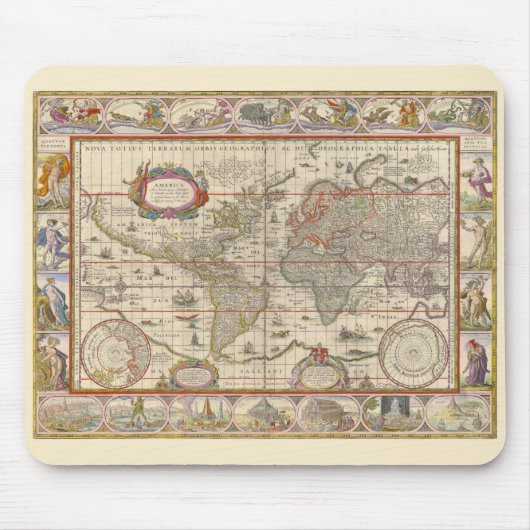 Medieval Map of the Entire World (by Willem Blaeu) マウスパッド (正面)