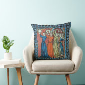 Medieval musicians pillow with blue background クッション (椅子)