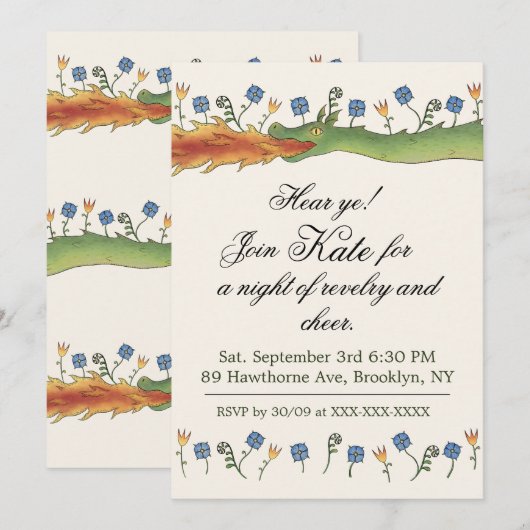 Medieval Ren Faire  dragon Invitation 招待状 (正面/裏面)