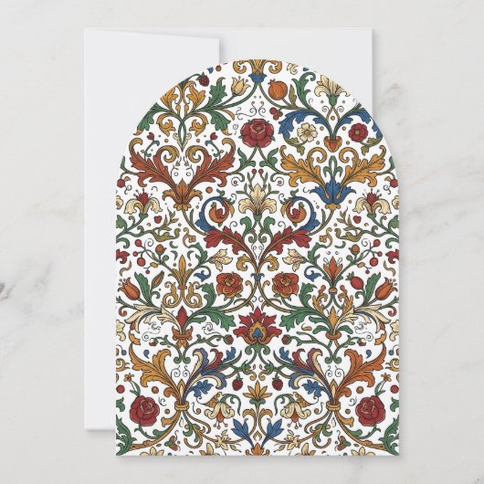 Medieval Renaissance Arch Floral Pattern Wedding  招待状 (裏面)