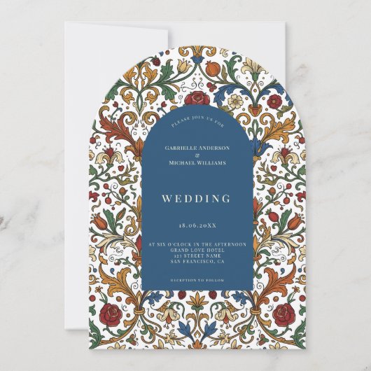 Medieval Renaissance Arch Floral Pattern Wedding  招待状 (正面)