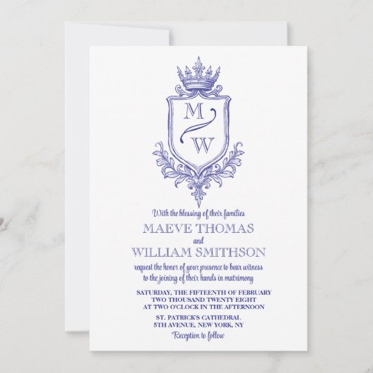 Medieval Royal Crest Monogram Wedding Invitation (正面)