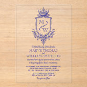Medieval Royal Crest Monogram Wedding Invitation アクリル招待状 (正面)