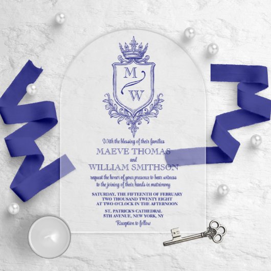 Medieval Royal Crest Monogram Wedding Invitation アクリル招待状