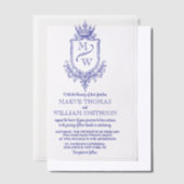 Medieval Royal Crest Monogram Wedding Overlay ベラム紙招待状 (オフセット)