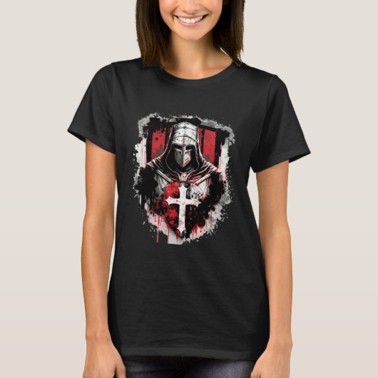 Medieval Templar Knights Crusader Tシャツ (正面)