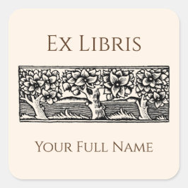 Medieval Trees Ex Libris Bookplate, Book Labels スクエアシール