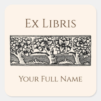 Medieval Trees Ex Libris Bookplate, Book Labels スクエアシール