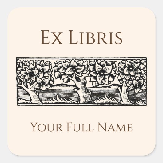 Medieval Trees Ex Libris Bookplate, Book Labels スクエアシール (正面)
