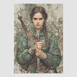 Medieval Warrior Woman Fantasy Decoupage Paper 薄葉紙