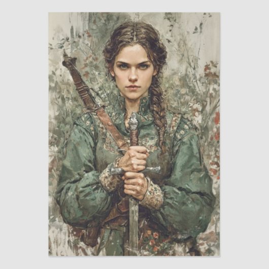 Medieval Warrior Woman Fantasy Decoupage Paper 薄葉紙 (正面)
