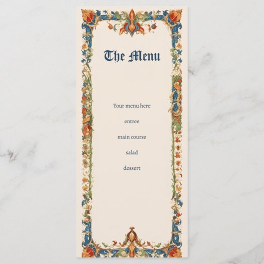 Medieval Wedding, Ancient Manuscript メニュー (裏面)