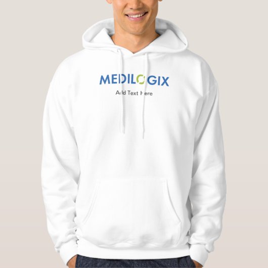 MEDILOGIXメンズフード付きスウェットシャツ標準ロゴ追加文字 パーカ (正面)