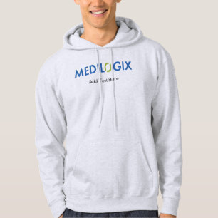 MEDILOGIXメンズフード付きスウェットシャツ標準ロゴ追加文字 パーカ