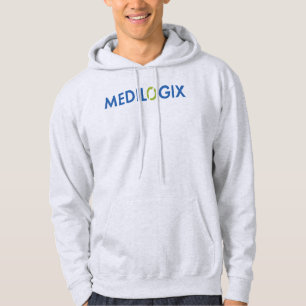 MEDILOGIXメンズフード付きスウェットシャツ標準ロゴ パーカ