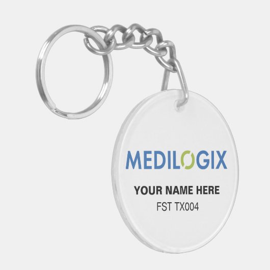 MEDILOGIX Keychain Round Add Text キーホルダー (正面左)