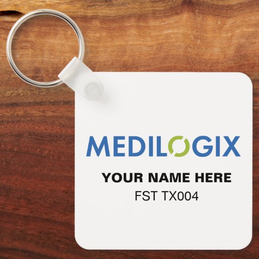 MEDILOGIX Keychain Square Add Text キーホルダー (正面)